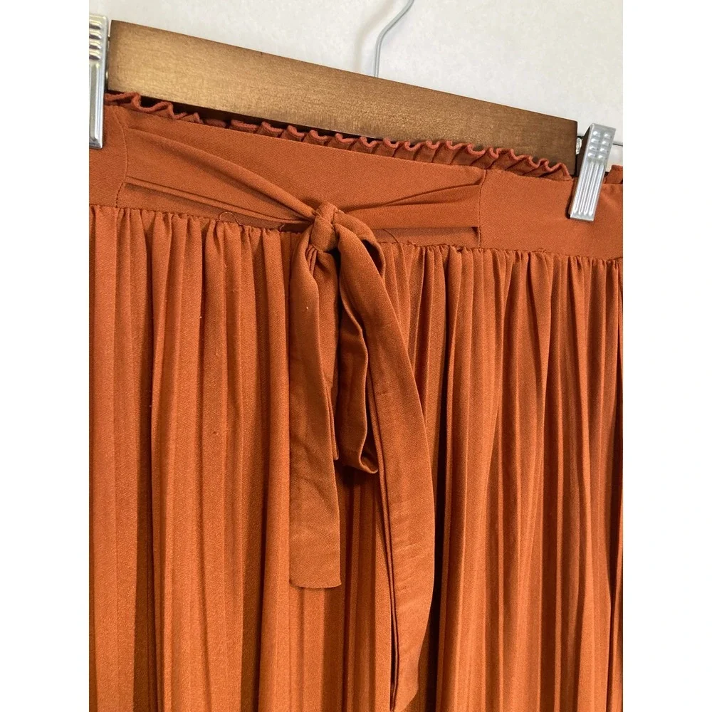 Earthy Boho Soho‎ Apparel Women M Terracotta Pleated Paperbag Waist Maxi Skirt